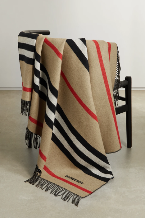 유럽직배송 버버리 BURBERRY Fringed striped cashmere blanket 25185454455771526