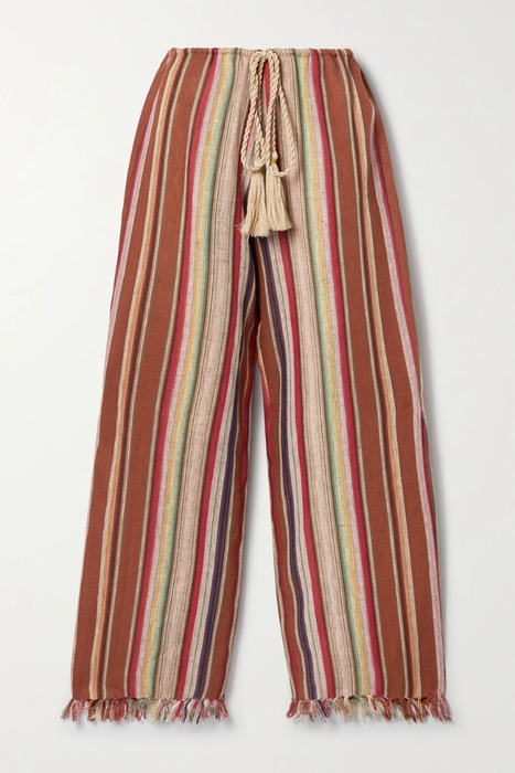 유럽직배송 미구엘리나 팬츠 MIGUELINA + NET SUSTAIN Fifi fringed striped linen wide-leg pants 24772899113591969