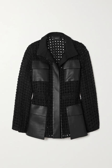 유럽직배송 아크리스 자켓 AKRIS Girta leather-trimmed cutout stretch-wool jacket 22250442025619109