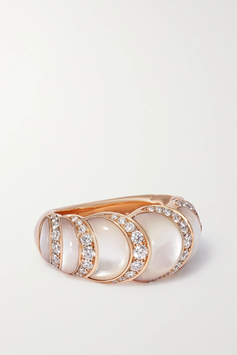 유럽직배송 데이비드 모리스 반지 DAVID MORRIS Fortuna 18-karat rose gold, agate and diamond ring 29419655931484192