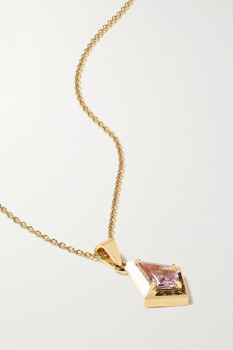 유럽직배송 EMILY P. WHEELER + NET SUSTAIN Twinkle 18-karat recycled rose gold, enamel, amethyst and quartz necklace 13452677153438625