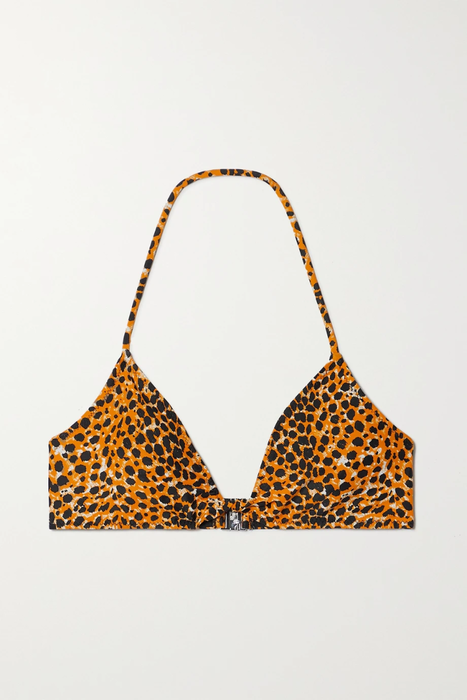 유럽직배송 가니 비키니 GANNI Cheetah-print recycled halterneck bikini top 24772899113597066