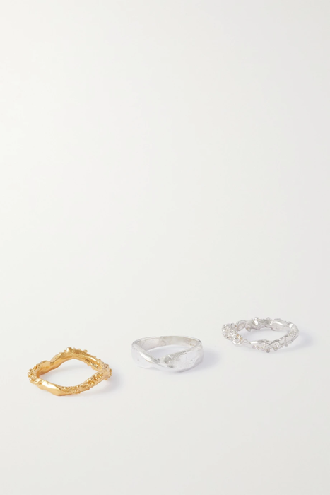 유럽직배송 ALIGHIERI The Infernal Rocks set of three recycled silver and gold-plated rings 30629810020412042