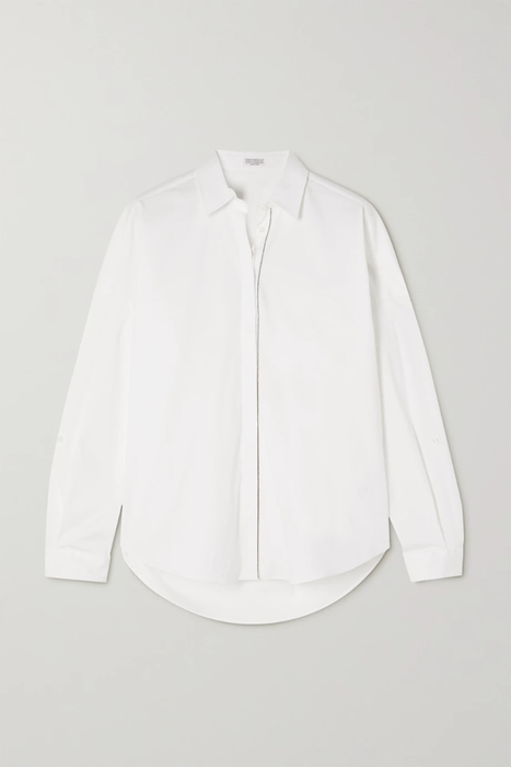 유럽직배송 브루넬로쿠치넬리 BRUNELLO CUCINELLI Bead-embellished cotton-blend poplin shirt 29419655932434129