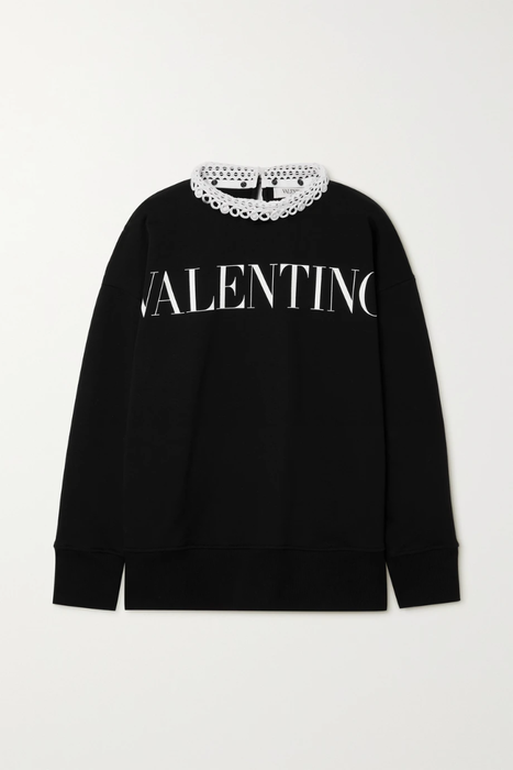 유럽직배송 발렌티노 VALENTINO Rickrack-trimmed printed cotton-jersey sweatshirt 16114163150985097