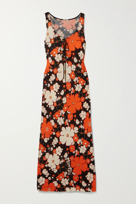 유럽직배송 미우미우 MIU MIU Lace-up floral-print stretch-jersey maxi dress 210638441247
