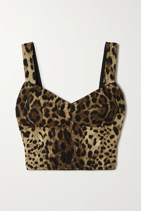 유럽직배송 돌체앤가바나 DOLCE &amp; GABBANA Diva leopard-print silk-blend charmeuse bustier top 11452292646030303