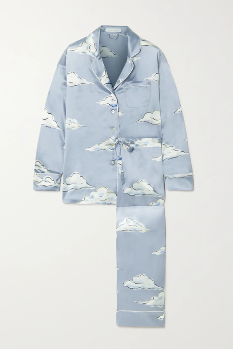 유럽직배송 올리비아본할 파자마 세트 OLIVIA VON HALLE Lila printed silk-satin pajama set 22250442026386810