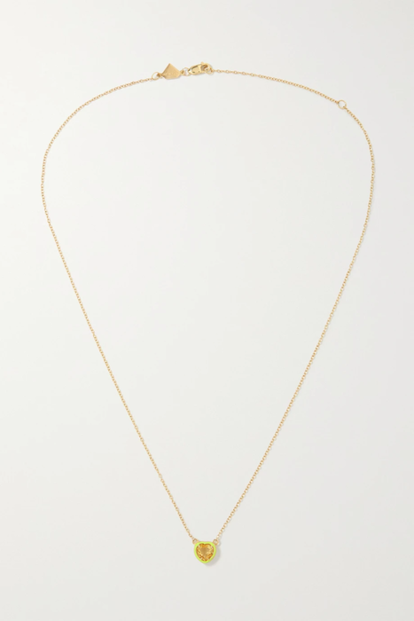 유럽직배송 앨리슨루 목걸이 ALISON LOU Heart 14-karat gold and enamel citrine necklace 18706561955694545