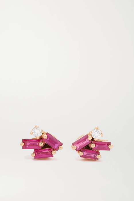 유럽직배송 수잔케일런 귀걸이 SUZANNE KALAN 18-karat rose gold, ruby and diamond earrings 18706561956260842
