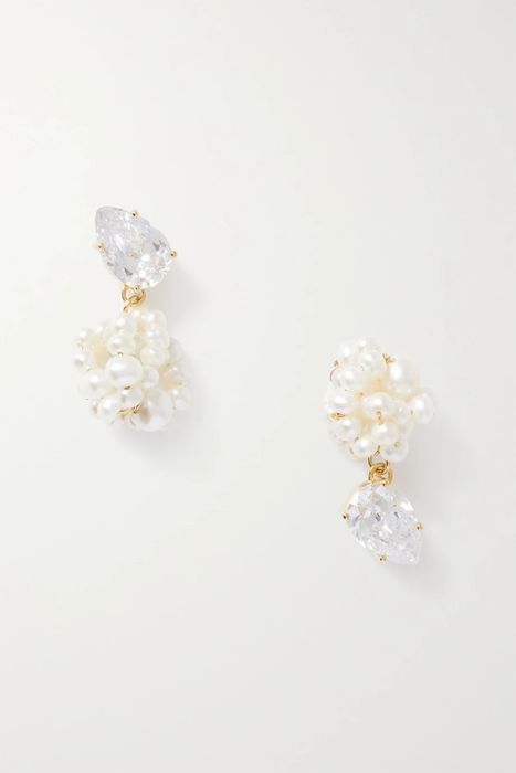 유럽직배송 컴플리티드워크 귀걸이 COMPLETEDWORKS Gold-plated, pearl and zirconia earrings 24062987016820747