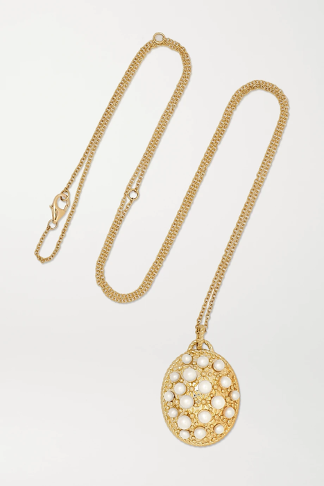 유럽직배송 YVONNE LÉON 9-karat gold, glass and pearl necklace 8008779906171877