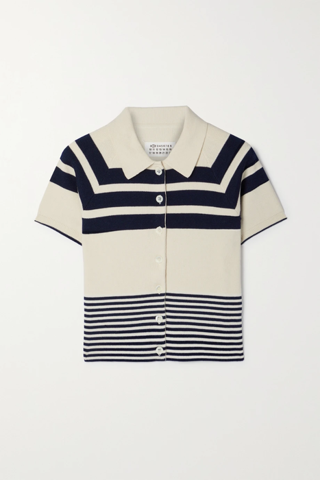 유럽직배송 메종 마르지엘라 MAISON MARGIELA Striped cotton and wool-blend polo shirt 16114163151113976