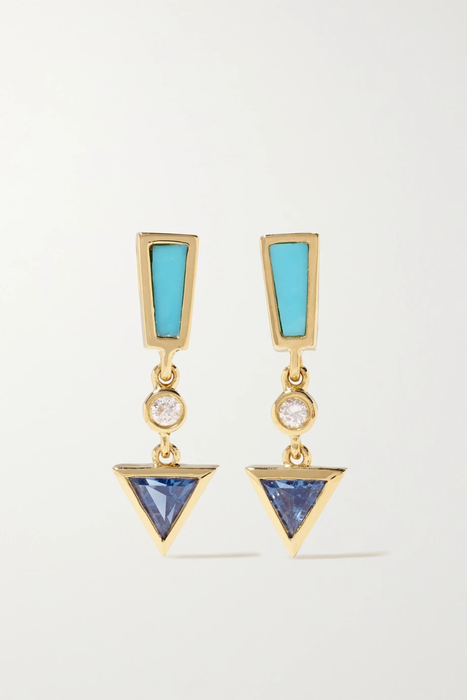 유럽직배송 SORELLINA Piccola Arrow 18-karat gold multi-stone earrings 20346390235681903