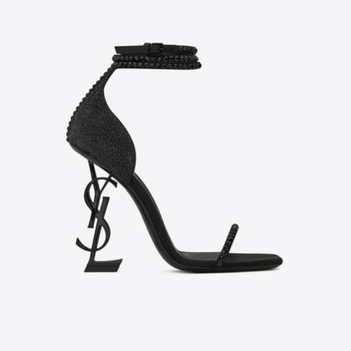 유럽직배송 입생로랑 SAINT LAURENT OPYUM sandals in crystal-decorated satin with a black heel 578927F14VV1000