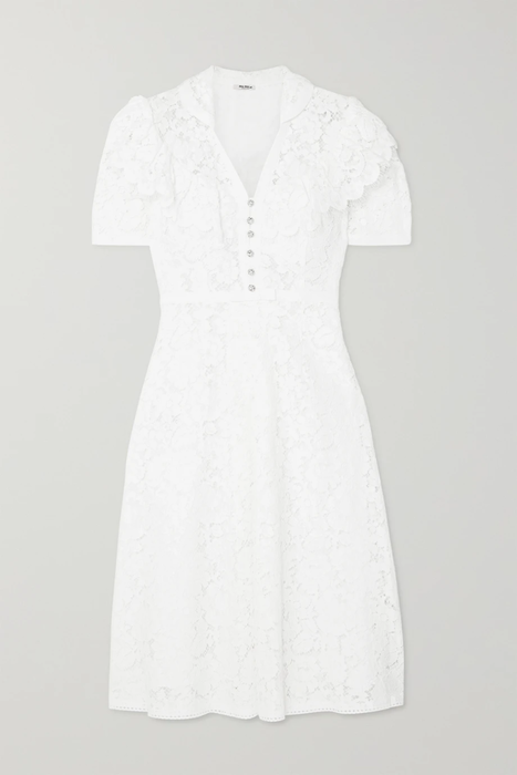 유럽직배송 미우미우 MIU MIU Crystal-embellished corded cotton-blend lace midi dress 9679066509209236