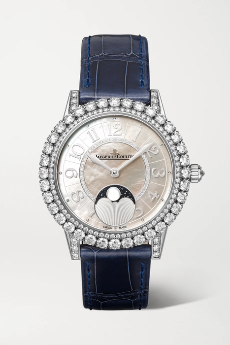 유럽직배송 JAEGER-LECOULTRE Dazzling Rendez-Vous Moon Automatic 36mm medium white gold, alligator and diamond watch 19971654707507312