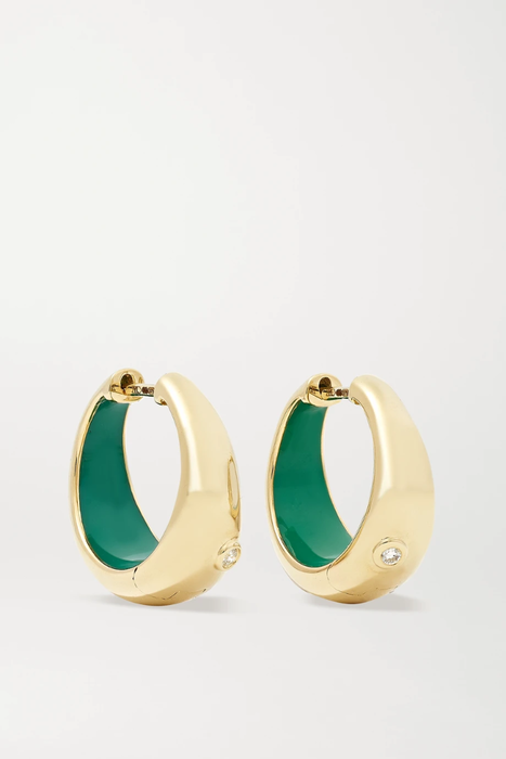 유럽직배송 이본레옹 귀걸이 YVONNE LÉON 9-karat gold, enamel and diamond hoop earrings 19971654707450983