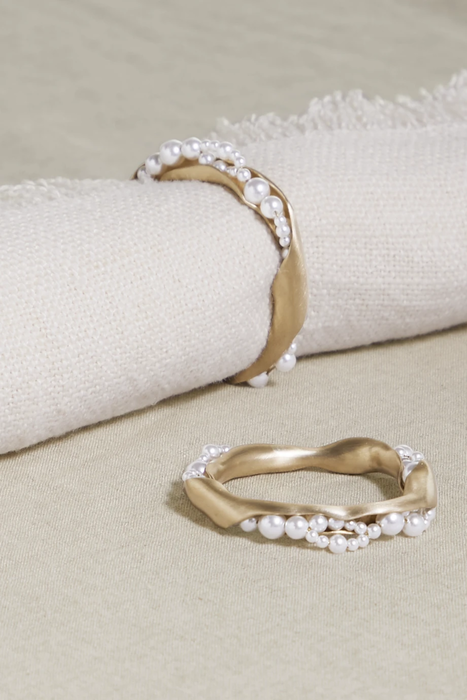 유럽직배송 COMPLETEDWORKS Set of two gold-tone faux pearl napkin rings 13452677150094749
