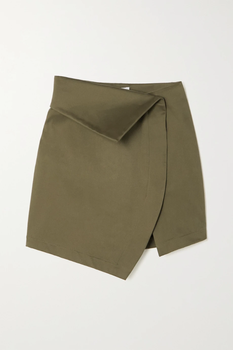 유럽직배송 아티코 THE ATTICO Asymmetric cotton-blend sateen mini skirt 9649229528708658