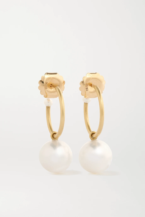 유럽직배송 아이린뉴워스 귀걸이 IRENE NEUWIRTH Gumball 18-karat gold pearl hoop earrings 560971904008035