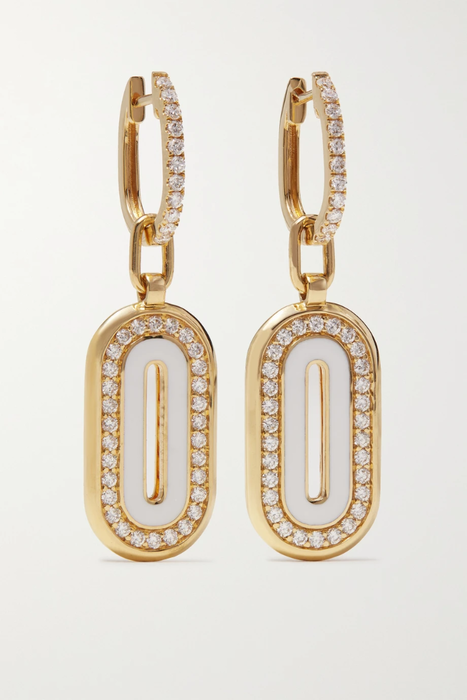 유럽직배송 STATE PROPERTY Battuta 18-karat gold, enamel and diamond earrings 13452677152881635