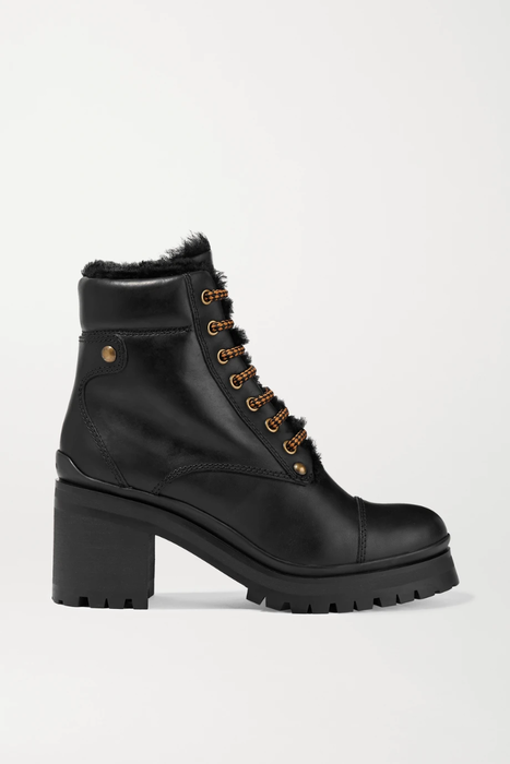 유럽직배송 미우미우 MIU MIU Shearling-lined leather ankle boots 9679066509209198