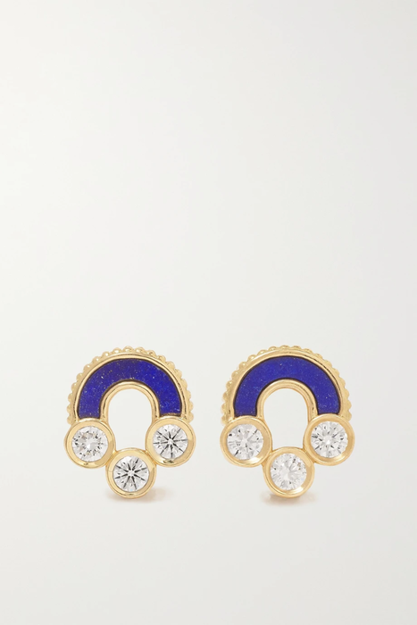 유럽직배송 빌티에 귀걸이 VILTIER Magnetic Stud 18-karat gold, lapis lazuli and diamond earrings 24062987016678366