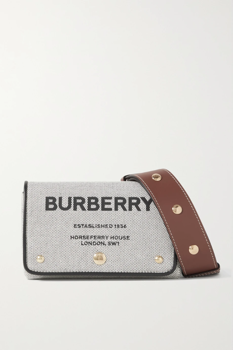 유럽직배송 버버리 BURBERRY Leather-trimmed printed canvas shoulder bag 2204324140513686