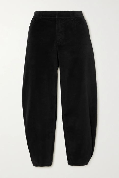 유럽직배송 티비 팬츠 TIBI Brancusi cropped stretch cotton-blend velvet tapered pants 24665545640549386