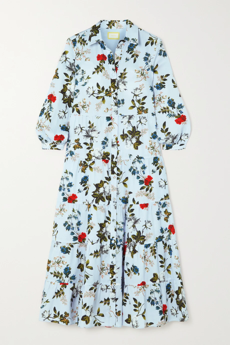 유럽직배송 에르뎀 ERDEM Patmos tiered floral-print cotton-poplin midi shirt dress 25185454455602942