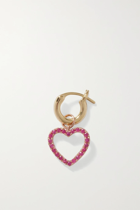 유럽직배송 ROXANNE FIRST Joanie&#039;s Heart rose gold sapphire single hoop earring 13452677152981554