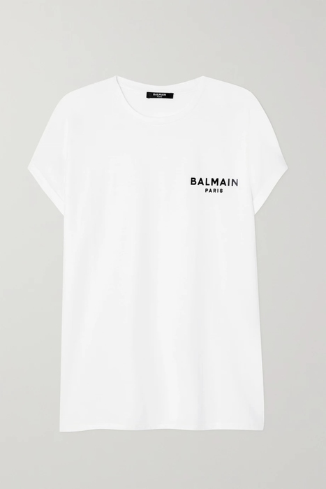 유럽직배송 발망 BALMAIN Flocked cotton-jersey T-shirt 11452292645941254