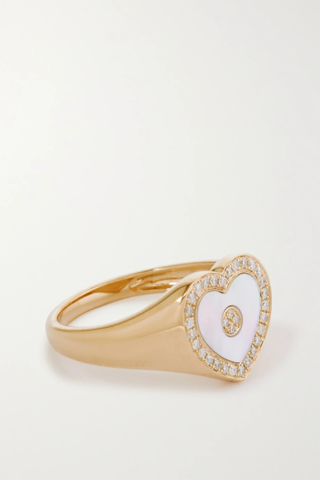 유럽직배송 ANISSA KERMICHE Love Heart gold, mother-of-pearl and diamond ring 16114163151002914