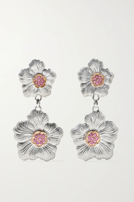 유럽직배송 BUCCELLATI Gardenia silver and gold vermeil diamond earrings 2204324140906947