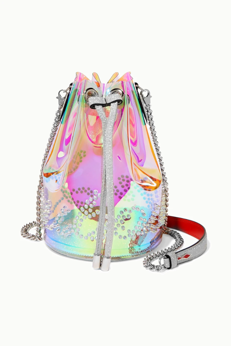 유럽직배송 크리스찬루부탱 CHRISTIAN LOUBOUTIN Marie Jane spiked iridescent PVC and glittered-leather bucket bag 2499567818663851