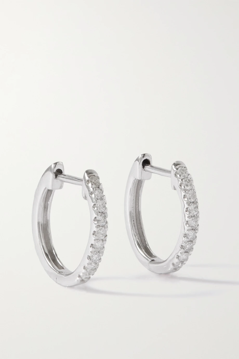 유럽직배송 STONE AND STRAND Medium white gold diamond hoop earrings 25185454456822994