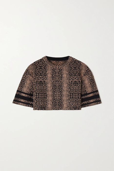 유럽직배송 알라이아 ALAÏA Cropped leopard jacquard-knit T-shirt 2204324139716698