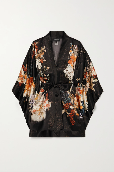 유럽직배송 MENG Floral-print silk-satin robe 27086482324339234