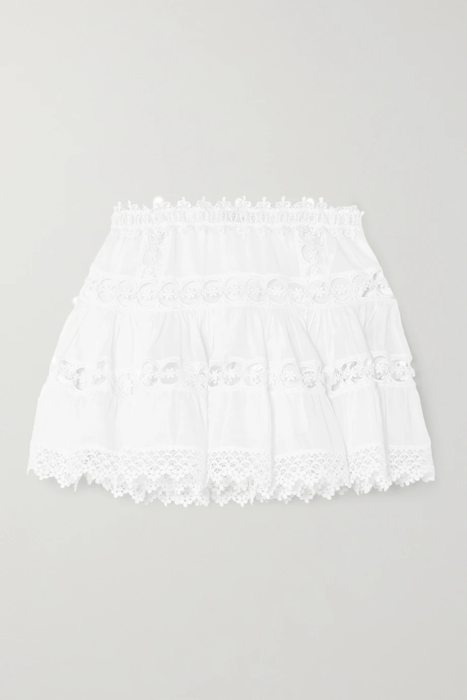 유럽직배송 CHARO RUIZ Greta crocheted lace-paneled cotton-blend mini skirt 16494023980882759