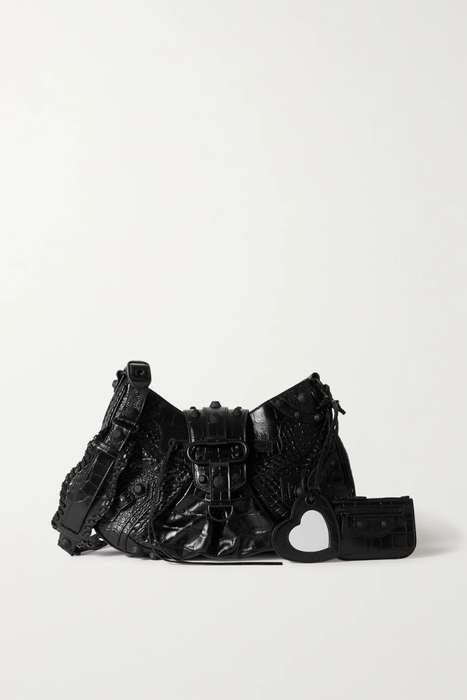 유럽직배송 발렌시아가 BALENCIAGA Cagole medium studded croc-effect leather shoulder bag 18706561955686214