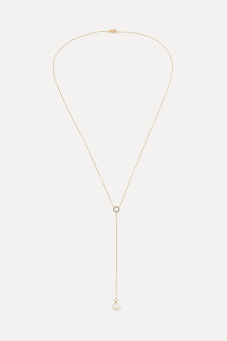 유럽직배송 마테오 목걸이 MATEO 14-karat gold, diamond and pearl necklace 17957409490541728