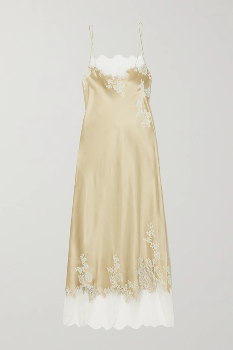 유럽직배송 카린길슨 CARINE GILSON Chantilly lace-trimmed silk-satin chemise 29419655932477493