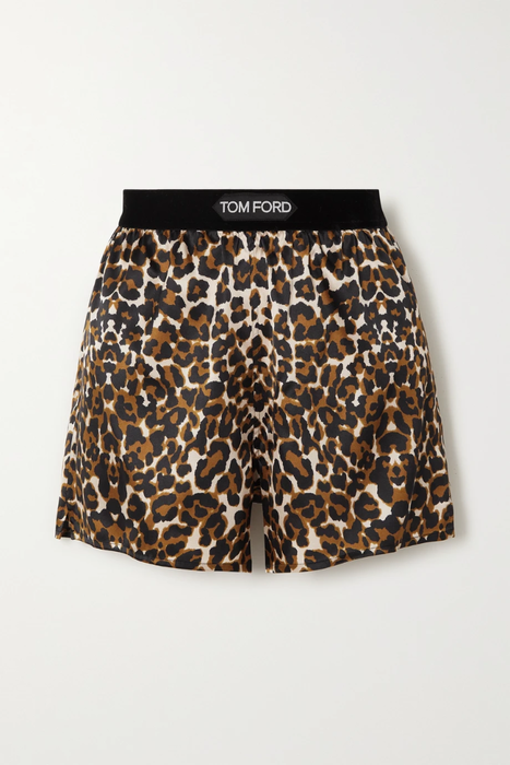 유럽직배송 톰포드 TOM FORD Velvet-trimmed leopard-print silk-blend satin shorts 23841192565691220