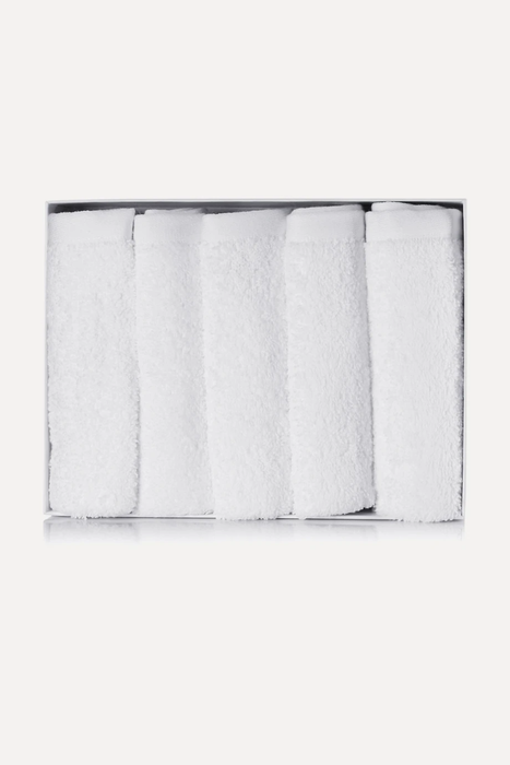 유럽직배송 VOTARY Set of five cotton-terry face cloths + 5ml cleansing oil sample 2499567818912249