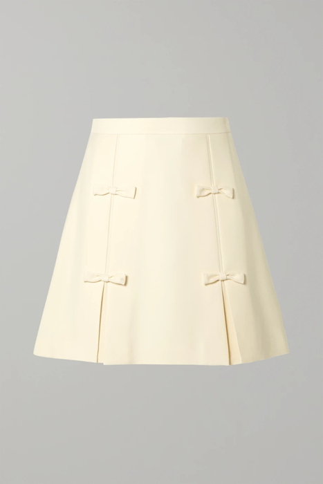 유럽직배송 미우미우 MIU MIU Bow-embellished cady mini skirt 17957409492866997