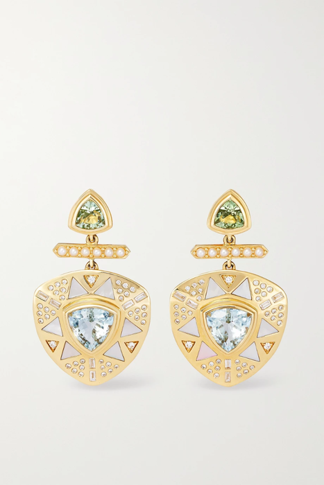 유럽직배송 하웰고드프리 귀걸이 HARWELL GODFREY Princess Pearl&#039;s 18-karat gold multi-stone earrings 10163292707783343