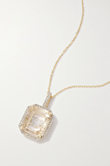 유럽직배송 마테오 목걸이 MATEO Secret Heart 14-karat gold, quartz and diamond necklace 11452292646124781