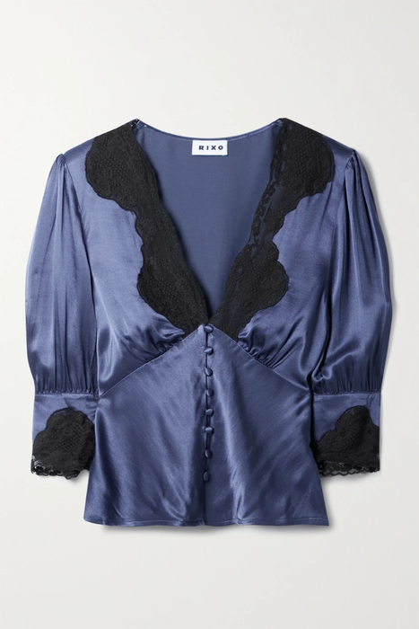 유럽직배송 릭소 블라우스 RIXO Amanda lace-trimmed satin blouse 25185454455855423
