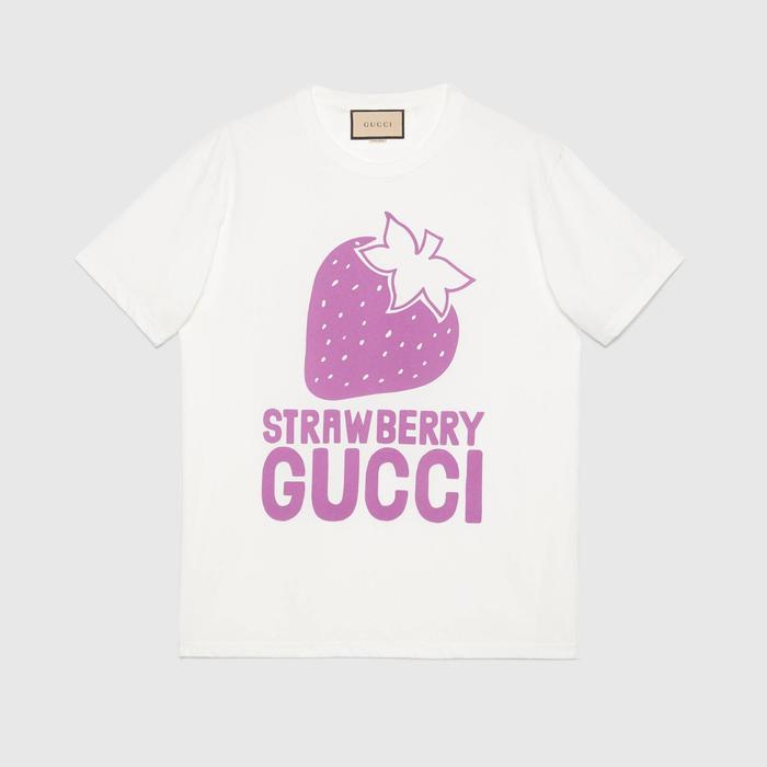 유럽직배송 구찌 GUCCI Gucci - &#039;Strawberry Gucci&#039; cotton T-shirt 548334XJDWG9275